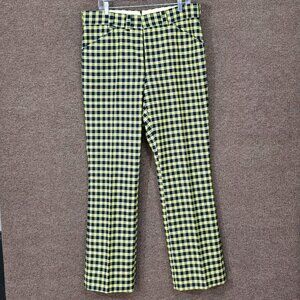 Clubman Vintage Plaid Golf Pants Yellow Black Check Retro Trousers